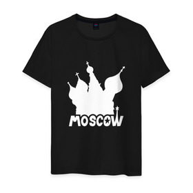 Мужская футболка хлопок с принтом Москва и купола в Санкт-Петербурге, 100% хлопок | прямой крой, круглый вырез горловины, длина до линии бедер, слегка спущенное плечо. | купола | россия | русский | собор | столица | церковь