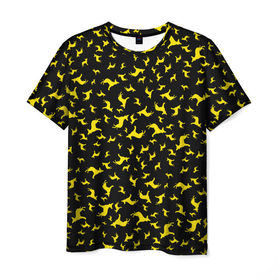 Мужская футболка 3D с принтом Желтые собачки в Санкт-Петербурге, 100% полиэфир | прямой крой, круглый вырез горловины, длина до линии бедер | dog | new year | животные | новый год | символ | собака