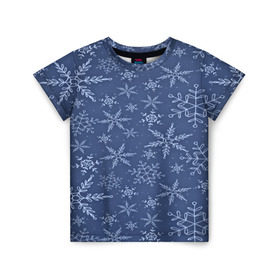 Детская футболка 3D с принтом Волшебные снежинки в Санкт-Петербурге, 100% гипоаллергенный полиэфир | прямой крой, круглый вырез горловины, длина до линии бедер, чуть спущенное плечо, ткань немного тянется | new year | santa | дед мороз | елка | елочки | новогодний | новый год | рождество | сантаклаус | снег | снежинки