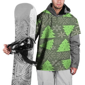 Накидка на куртку 3D с принтом Зелёные ёлочки в Санкт-Петербурге, 100% полиэстер |  | new year | santa | дед мороз | елка | елочки | новогодний | новый год | рождество | сантаклаус | снег | снежинки