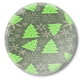 Значок с принтом Зелёные ёлочки в Санкт-Петербурге,  металл | круглая форма, металлическая застежка в виде булавки | new year | santa | дед мороз | елка | елочки | новогодний | новый год | рождество | сантаклаус | снег | снежинки