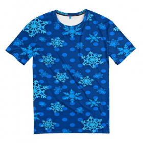 Мужская футболка 3D с принтом Снежинки 2018 в Санкт-Петербурге, 100% полиэфир | прямой крой, круглый вырез горловины, длина до линии бедер | new year | santa | дед мороз | елка | елочки | новогодний | новый год | рождество | сантаклаус | снег | снежинки