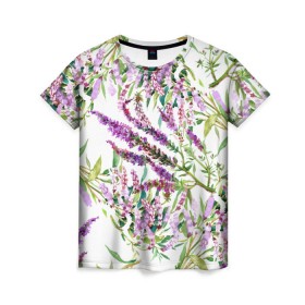 Женская футболка 3D с принтом Лаванда в Санкт-Петербурге, 100% полиэфир ( синтетическое хлопкоподобное полотно) | прямой крой, круглый вырез горловины, длина до линии бедер | vppdgryphon | арт | лаванда | лес | тропики | франция | цветок | цветы