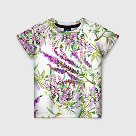 Детская футболка 3D с принтом Лаванда в Санкт-Петербурге, 100% гипоаллергенный полиэфир | прямой крой, круглый вырез горловины, длина до линии бедер, чуть спущенное плечо, ткань немного тянется | vppdgryphon | арт | лаванда | лес | тропики | франция | цветок | цветы