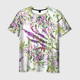 Мужская футболка 3D с принтом Лаванда в Санкт-Петербурге, 100% полиэфир | прямой крой, круглый вырез горловины, длина до линии бедер | Тематика изображения на принте: vppdgryphon | арт | лаванда | лес | тропики | франция | цветок | цветы