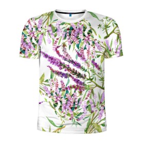 Мужская футболка 3D спортивная с принтом Лаванда в Санкт-Петербурге, 100% полиэстер с улучшенными характеристиками | приталенный силуэт, круглая горловина, широкие плечи, сужается к линии бедра | vppdgryphon | арт | лаванда | лес | тропики | франция | цветок | цветы