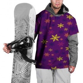 Накидка на куртку 3D с принтом Зимние снежинки в Санкт-Петербурге, 100% полиэстер |  | Тематика изображения на принте: новогодний | паттерн | разноцветный | снег