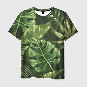 Мужская футболка 3D с принтом Доисторический лес в Санкт-Петербурге, 100% полиэфир | прямой крой, круглый вырез горловины, длина до линии бедер | vppdgryphon | арт | краска | лес | папоротник | прикольные | тропики | цветные | цветок | цветы