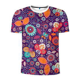 Мужская футболка 3D спортивная с принтом Цветочный взрыв в Санкт-Петербурге, 100% полиэстер с улучшенными характеристиками | приталенный силуэт, круглая горловина, широкие плечи, сужается к линии бедра | vppdgryphon | арт | взрыв | краска | тропики | цветные | цветок | цветочный | цветы