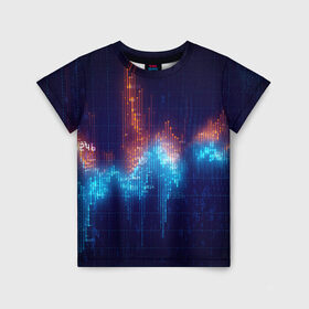 Детская футболка 3D с принтом Компьютерный код в Санкт-Петербурге, 100% гипоаллергенный полиэфир | прямой крой, круглый вырез горловины, длина до линии бедер, чуть спущенное плечо, ткань немного тянется | Тематика изображения на принте: график | разноцветный | яркий