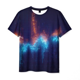 Мужская футболка 3D с принтом Компьютерный код в Санкт-Петербурге, 100% полиэфир | прямой крой, круглый вырез горловины, длина до линии бедер | график | разноцветный | яркий