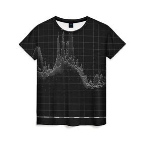 Женская футболка 3D с принтом diagram в Санкт-Петербурге, 100% полиэфир ( синтетическое хлопкоподобное полотно) | прямой крой, круглый вырез горловины, длина до линии бедер | technology | график | черный
