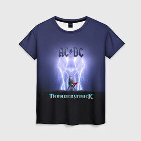 Женская футболка 3D с принтом AC DC Тор молнии в Санкт-Петербурге, 100% полиэфир ( синтетическое хлопкоподобное полотно) | прямой крой, круглый вырез горловины, длина до линии бедер | ac dc | acdc | ангус янг | блюз рок | группа | крис слэйд | рок | рок н ролл | стиви янг | хард рок | эксл роуз