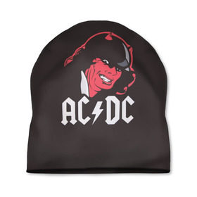 Шапка 3D с принтом Чёрт AC/DC в Санкт-Петербурге, 100% полиэстер | универсальный размер, печать по всей поверхности изделия | ac dc | acdc | ангус янг | блюз рок | крис слэйд | рок группа | рок н ролл | стиви янг | хард рок | эксл роуз