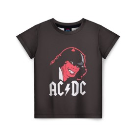 Детская футболка 3D с принтом Чёрт AC/DC в Санкт-Петербурге, 100% гипоаллергенный полиэфир | прямой крой, круглый вырез горловины, длина до линии бедер, чуть спущенное плечо, ткань немного тянется | Тематика изображения на принте: ac dc | acdc | ангус янг | блюз рок | крис слэйд | рок группа | рок н ролл | стиви янг | хард рок | эксл роуз