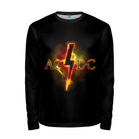 Мужской лонгслив 3D с принтом AC/DC огонь в Санкт-Петербурге, 100% полиэстер | длинные рукава, круглый вырез горловины, полуприлегающий силуэт | ac dc | acdc | ангус янг | блюз рок | крис слэйд | надпись | рок группа | рок н ролл | стиви янг | хард рок | эксл роуз