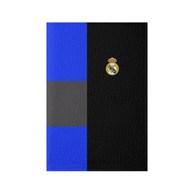 Обложка для паспорта матовая кожа с принтом Real Madrid 2018 Black Version в Санкт-Петербурге, натуральная матовая кожа | размер 19,3 х 13,7 см; прозрачные пластиковые крепления | Тематика изображения на принте: emirates | fc | real madrid | клуб | мяч | реал мадрид