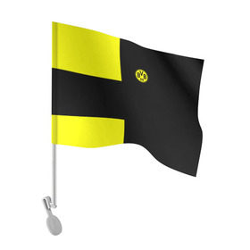 Флаг для автомобиля с принтом FC Borussia Dortmund Black в Санкт-Петербурге, 100% полиэстер | Размер: 30*21 см | боруссия | дортмунд