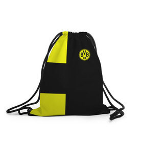Рюкзак-мешок 3D с принтом FC Borussia Dortmund Black в Санкт-Петербурге, 100% полиэстер | плотность ткани — 200 г/м2, размер — 35 х 45 см; лямки — толстые шнурки, застежка на шнуровке, без карманов и подкладки | боруссия | дортмунд
