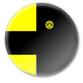 Значок с принтом FC Borussia Dortmund Black в Санкт-Петербурге,  металл | круглая форма, металлическая застежка в виде булавки | боруссия | дортмунд