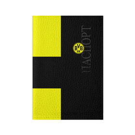 Обложка для паспорта матовая кожа с принтом FC Borussia Dortmund Black в Санкт-Петербурге, натуральная матовая кожа | размер 19,3 х 13,7 см; прозрачные пластиковые крепления | боруссия | дортмунд