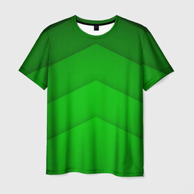 Мужская футболка 3D с принтом Зеленые полосы в Санкт-Петербурге, 100% полиэфир | прямой крой, круглый вырез горловины, длина до линии бедер | абстракция | геометрия | зеленый | модные.мода | пирамиды | полосы.линии | тренды | треугольники | узоры