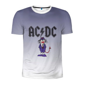 Мужская футболка 3D спортивная с принтом AC/DC чертенок в Санкт-Петербурге, 100% полиэстер с улучшенными характеристиками | приталенный силуэт, круглая горловина, широкие плечи, сужается к линии бедра | 