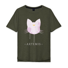Мужская футболка хлопок Oversize с принтом Artemis в Санкт-Петербурге, 100% хлопок | свободный крой, круглый ворот, “спинка” длиннее передней части | anime | sailor moon | аниме | сейлор мун