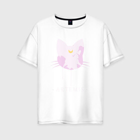 Женская футболка хлопок Oversize с принтом Artemis в Санкт-Петербурге, 100% хлопок | свободный крой, круглый ворот, спущенный рукав, длина до линии бедер
 | anime | sailor moon | аниме | сейлор мун