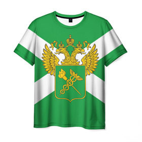 Мужская футболка 3D с принтом Таможня в Санкт-Петербурге, 100% полиэфир | прямой крой, круглый вырез горловины, длина до линии бедер | герб | граница | пограничник | таможенник | таможенное дело | флаг
