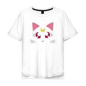 Мужская футболка хлопок Oversize с принтом Guarding Cat в Санкт-Петербурге, 100% хлопок | свободный крой, круглый ворот, “спинка” длиннее передней части | Тематика изображения на принте: anime | sailor moon | аниме | сейлор мун