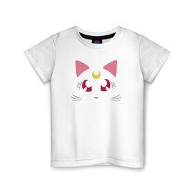 Детская футболка хлопок с принтом Guarding Cat в Санкт-Петербурге, 100% хлопок | круглый вырез горловины, полуприлегающий силуэт, длина до линии бедер | anime | sailor moon | аниме | сейлор мун