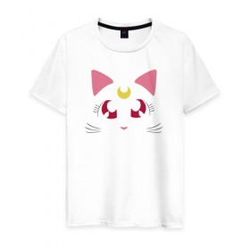 Мужская футболка хлопок с принтом Guarding Cat в Санкт-Петербурге, 100% хлопок | прямой крой, круглый вырез горловины, длина до линии бедер, слегка спущенное плечо. | anime | sailor moon | аниме | сейлор мун