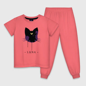 Детская пижама хлопок с принтом Luna в Санкт-Петербурге, 100% хлопок |  брюки и футболка прямого кроя, без карманов, на брюках мягкая резинка на поясе и по низу штанин
 | anime | sailor moon | аниме | сейлор мун