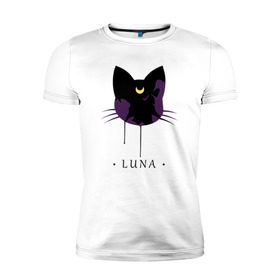 Мужская футболка премиум с принтом Luna в Санкт-Петербурге, 92% хлопок, 8% лайкра | приталенный силуэт, круглый вырез ворота, длина до линии бедра, короткий рукав | anime | sailor moon | аниме | сейлор мун