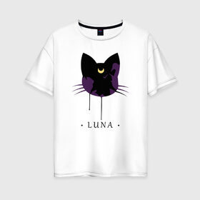 Женская футболка хлопок Oversize с принтом Luna в Санкт-Петербурге, 100% хлопок | свободный крой, круглый ворот, спущенный рукав, длина до линии бедер
 | anime | sailor moon | аниме | сейлор мун
