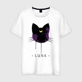 Мужская футболка хлопок с принтом Luna в Санкт-Петербурге, 100% хлопок | прямой крой, круглый вырез горловины, длина до линии бедер, слегка спущенное плечо. | anime | sailor moon | аниме | сейлор мун