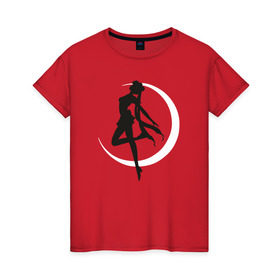 Женская футболка хлопок с принтом Луна в Санкт-Петербурге, 100% хлопок | прямой крой, круглый вырез горловины, длина до линии бедер, слегка спущенное плечо | anime | sailor moon | аниме | сейлор мун