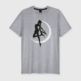 Мужская футболка премиум с принтом Луна в Санкт-Петербурге, 92% хлопок, 8% лайкра | приталенный силуэт, круглый вырез ворота, длина до линии бедра, короткий рукав | anime | sailor moon | аниме | сейлор мун