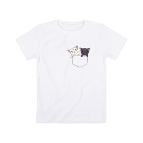 Детская футболка хлопок с принтом Кисы в Санкт-Петербурге, 100% хлопок | круглый вырез горловины, полуприлегающий силуэт, длина до линии бедер | anime | cat | sailor moon | аниме | кисы | сейлор мун