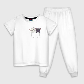 Детская пижама хлопок с принтом Кисы в Санкт-Петербурге, 100% хлопок |  брюки и футболка прямого кроя, без карманов, на брюках мягкая резинка на поясе и по низу штанин
 | anime | cat | sailor moon | аниме | кисы | сейлор мун