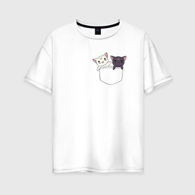 Женская футболка хлопок Oversize с принтом Кисы в Санкт-Петербурге, 100% хлопок | свободный крой, круглый ворот, спущенный рукав, длина до линии бедер
 | anime | cat | sailor moon | аниме | кисы | сейлор мун