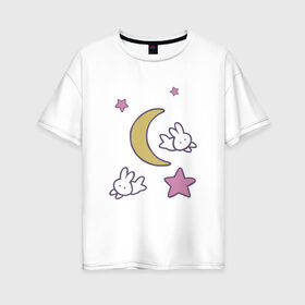 Женская футболка хлопок Oversize с принтом Луна в Санкт-Петербурге, 100% хлопок | свободный крой, круглый ворот, спущенный рукав, длина до линии бедер
 | anime | sailor moon | аниме | сейлор мун
