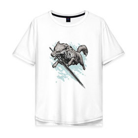 Мужская футболка хлопок Oversize с принтом The Swordswolf в Санкт-Петербурге, 100% хлопок | свободный крой, круглый ворот, “спинка” длиннее передней части | дарк соулс