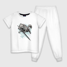Детская пижама хлопок с принтом The Swordswolf в Санкт-Петербурге, 100% хлопок |  брюки и футболка прямого кроя, без карманов, на брюках мягкая резинка на поясе и по низу штанин
 | дарк соулс