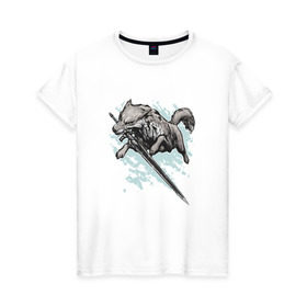 Женская футболка хлопок с принтом The Swordswolf в Санкт-Петербурге, 100% хлопок | прямой крой, круглый вырез горловины, длина до линии бедер, слегка спущенное плечо | дарк соулс