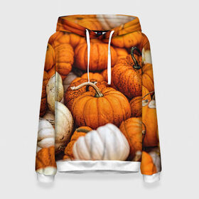 Женская толстовка 3D с принтом тыквы в Санкт-Петербурге, 100% полиэстер  | двухслойный капюшон со шнурком для регулировки, мягкие манжеты на рукавах и по низу толстовки, спереди карман-кенгуру с мягким внутренним слоем. | halloween | дача | овощи | октябрь | оранжевый | осень | сентябрь | тыква | хеллуин