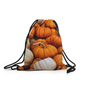 Рюкзак-мешок 3D с принтом тыквы в Санкт-Петербурге, 100% полиэстер | плотность ткани — 200 г/м2, размер — 35 х 45 см; лямки — толстые шнурки, застежка на шнуровке, без карманов и подкладки | halloween | дача | овощи | октябрь | оранжевый | осень | сентябрь | тыква | хеллуин
