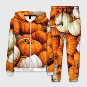 Мужской костюм 3D с принтом тыквы в Санкт-Петербурге, 100% полиэстер | Манжеты и пояс оформлены тканевой резинкой, двухслойный капюшон со шнурком для регулировки, карманы спереди | halloween | дача | овощи | октябрь | оранжевый | осень | сентябрь | тыква | хеллуин