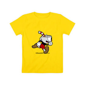 Детская футболка хлопок с принтом Cuphead в Санкт-Петербурге, 100% хлопок | круглый вырез горловины, полуприлегающий силуэт, длина до линии бедер | Тематика изображения на принте: 
